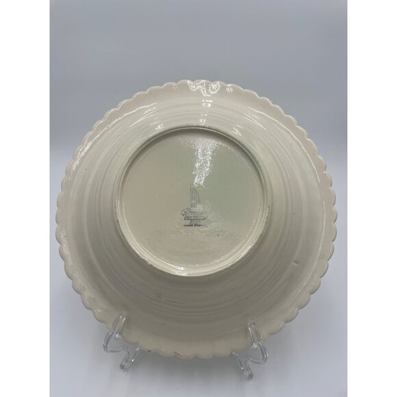 Vintage Red Wing Pottery Hand-Painted Fruit Design Scalloped Edge Bowl 12” - Picture 4 of 6